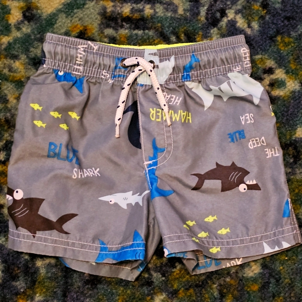 Carter's Gray Shark Swim Trunks 12 Months